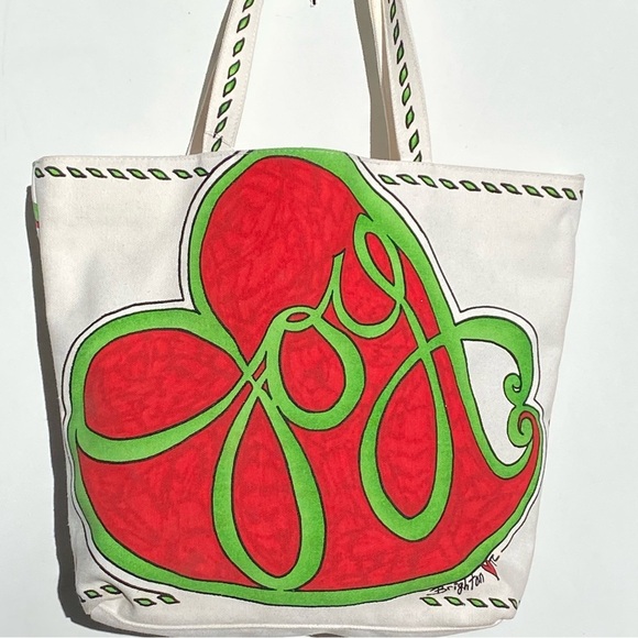 BRIGHTON Joy Christmas Themed Canvas tote Bag - Picture 1 of 12